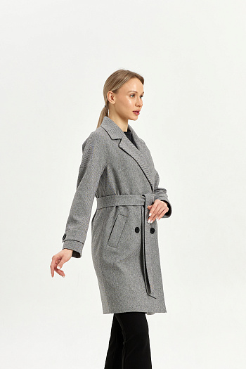 7 Пальто женское демисезонное 22970 (серый/ёлочка) 