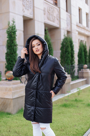 2 Пальто женское демисезонное 21910  (черный ) 