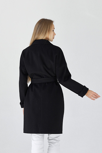 6 Пальто женское демисезонное 25990 (черный ворсовый)