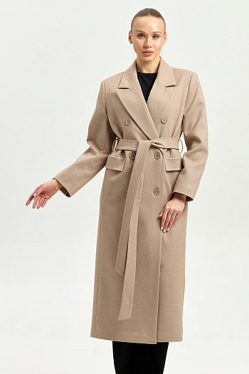 2 Пальто женское демисезонное 26326 (бежевый точка)