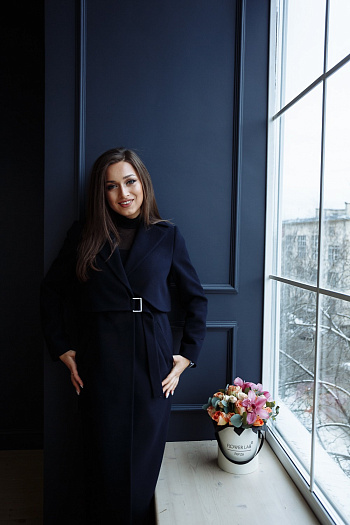 2 Пальто женское демисезонное 22105  (синий) 