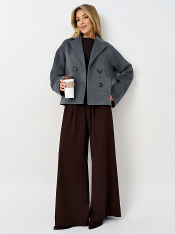 2 Пальто женское демисезонное 27332 (серый ворсовый)