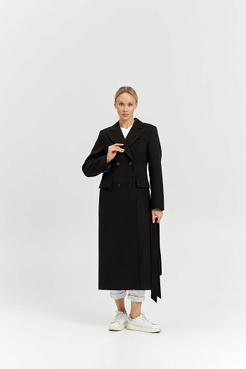 5 Пальто женское демисезонное 26895 (черный/рубчик)