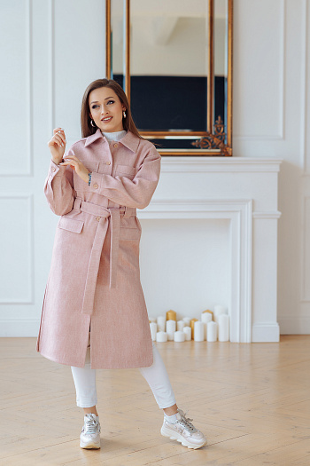2 Пальто женское демисезонное 22107  (розовый) 
