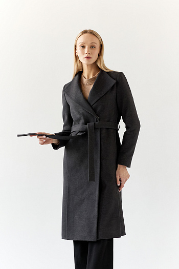 3 Пальто женское демисезонное 26117 (темно-серый)
