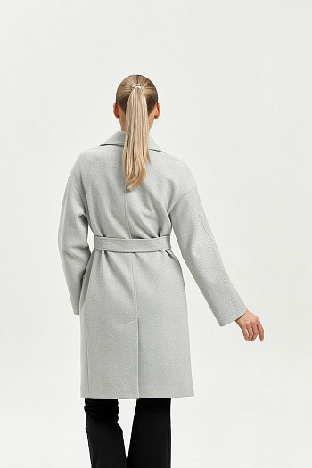 8 Пальто женское демисезонное 25885 (сильвер/ёлочка)