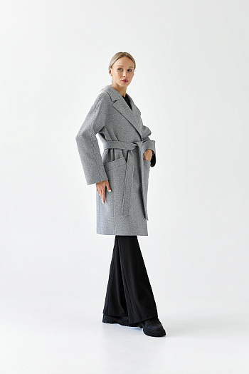 4 Пальто женское демисезонное 25885 (пепельный/ёлочка)