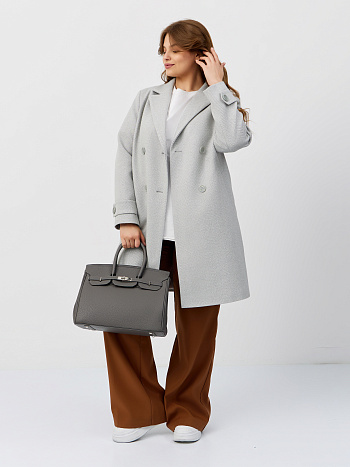 7 Пальто женское демисезонное 25570 (сильвер/ёлочка)