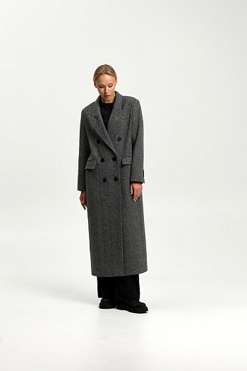 7 Пальто женское демисезонное 26830 (черно-белый/ёлочка)