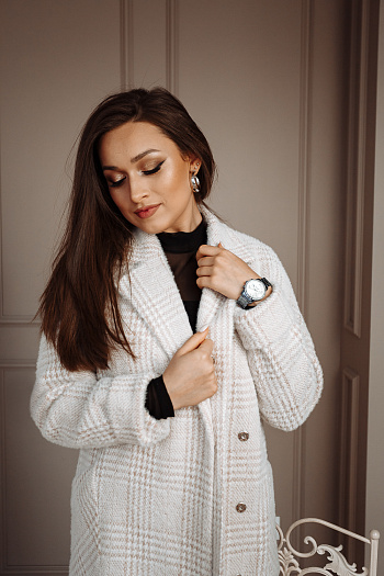 2 Пальто женское демисезонное 22400  (беж./клетка) 