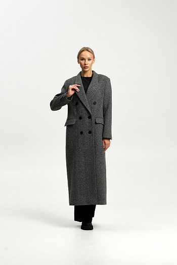 6 Пальто женское демисезонное 26830 (черно-белый/ёлочка)