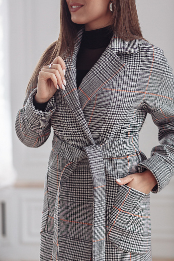4 Пальто женское демисезонное 22400  (клетка michel) 