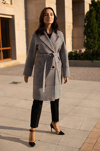 3 Пальто женское демисезонное 23220 (клетка michel)