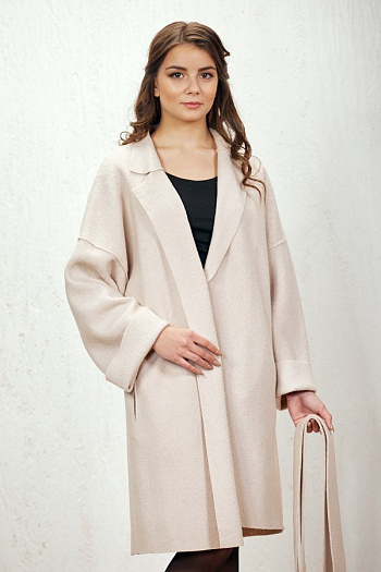 3 Пальто 19111 (бежевый/вареная шерсть) 