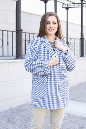 2 Пальто женское демисезонное 22520  (grey blue) 