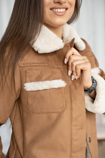 6 Дублёнка женская демисезонная  22565  (кэмел) 