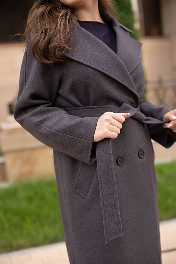 6 Пальто женское демисезонное 23110 (темно-серый)