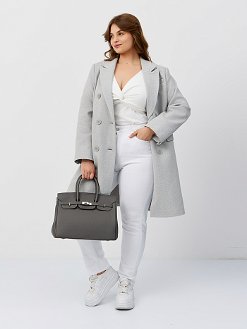 5 Пальто женское демисезонное 26897 (сильвер/ёлочка)