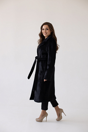 2 Пальто женское демисезонное 24103 (черный/тедди)