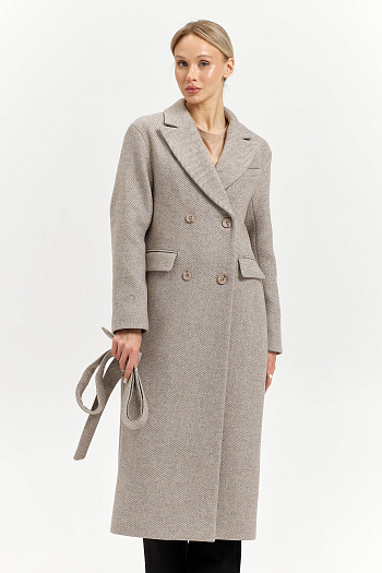 7 Пальто женское демисезонное 26102 (бежевый/диагональ)