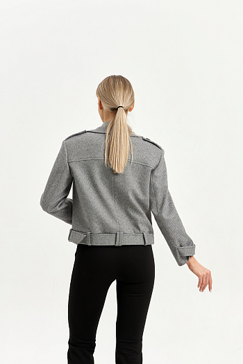 6 Полупальто женское демисезонное 25999 (серый/ёлочка)