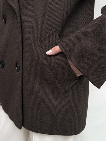 2 Пальто женское демисезонное 27220 (шоколад/ёлочка)