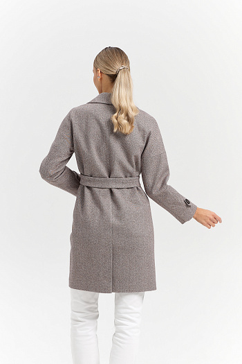 6 Пальто женское демисезонное 22970 (коричневый/ёлочка)