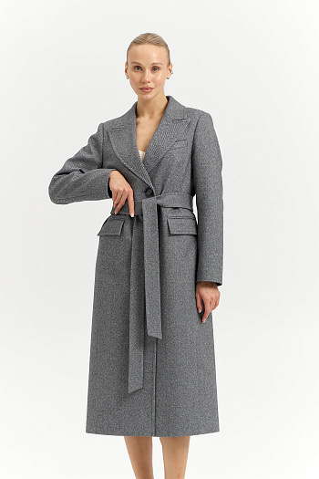 3 Пальто женское демисезонное 27210 (пепельный/ёлочка)