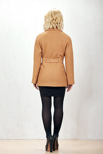 2 Пальто женское демисезонное 19104  (кэмел/вареная шерсть) 