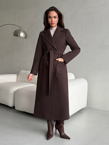 Пальто женское демисезонное 26770 (шоколад/рубчик)