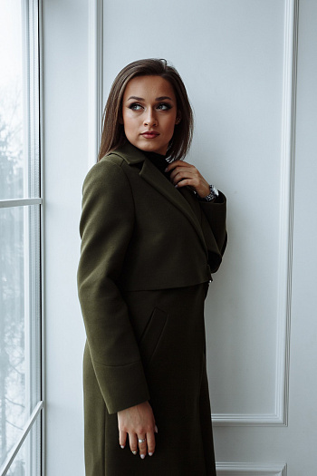 3 Пальто женское демисезонное 22105  (хаки) 