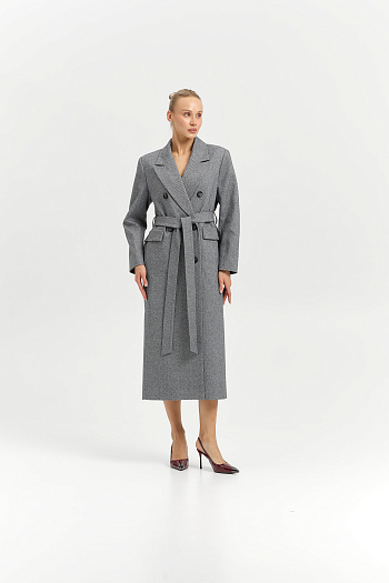 4 Пальто женское демисезонное 26326 (пепельный/ёлочка)