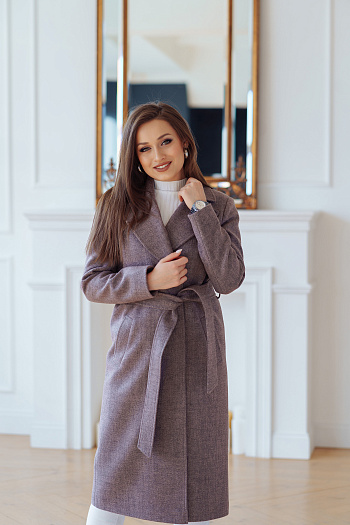 6 Пальто женское демисезонное 21930  (розовый меланж) 