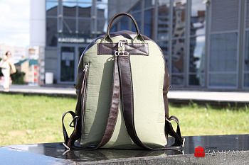 2 Рюкзак S0017Б т.зел.+корич.