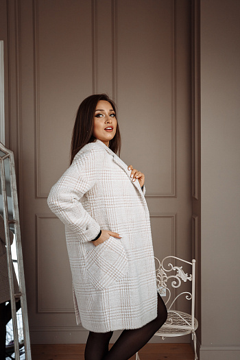 5 Пальто женское демисезонное 22400  (беж./клетка) 