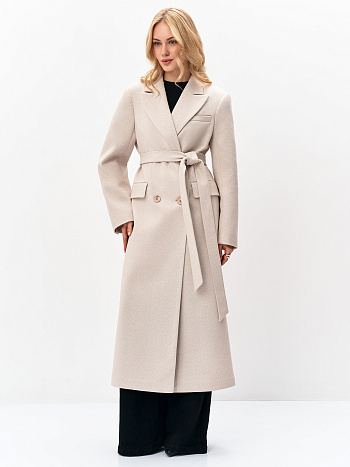 Пальто женское демисезонное 26895 (бежевый/ёлочка)