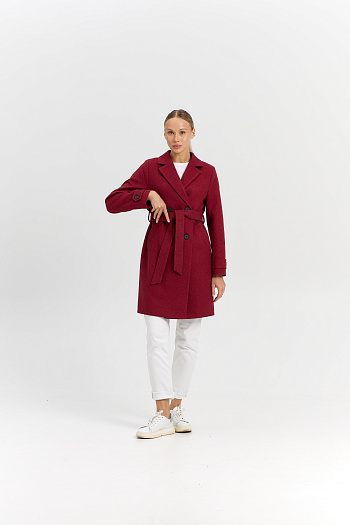 4 Пальто женское демисезонное 25570 (бордовый/ёлочка)