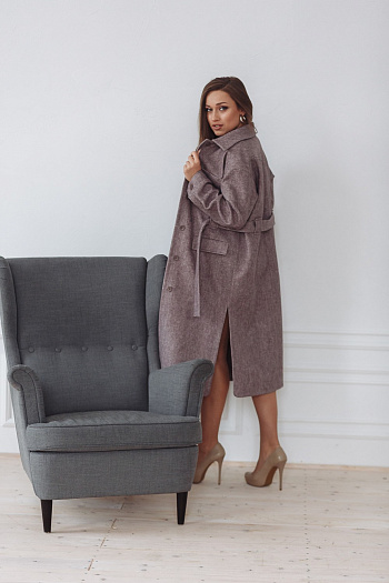 2 Пальто женское демисезонное 22107  (браун) 