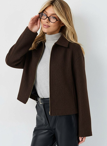 Пальто женское демисезонное 28000 (шоколад/ёлочка)