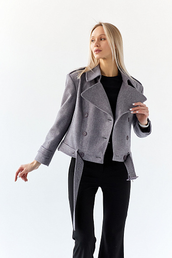 10 Полупальто женское демисезонное 25999 (серый/рубчик)