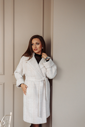 3 Пальто женское демисезонное 22480  (беж./клетка) 