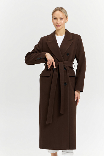 9 Пальто женское демисезонное 26326 (шоколад/рубчик)